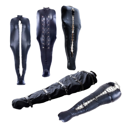 Sexy Full Body Restraint Mummy Sack Costume with Adjustable PU Leather Bondage Sleeping Bag for Couple BDSM Play Slave Sex Toys