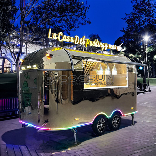 United State Food Truck with Full Kitchen Concession Bbq Food Trailer with Porch Fully Equipped Custom Food Truck