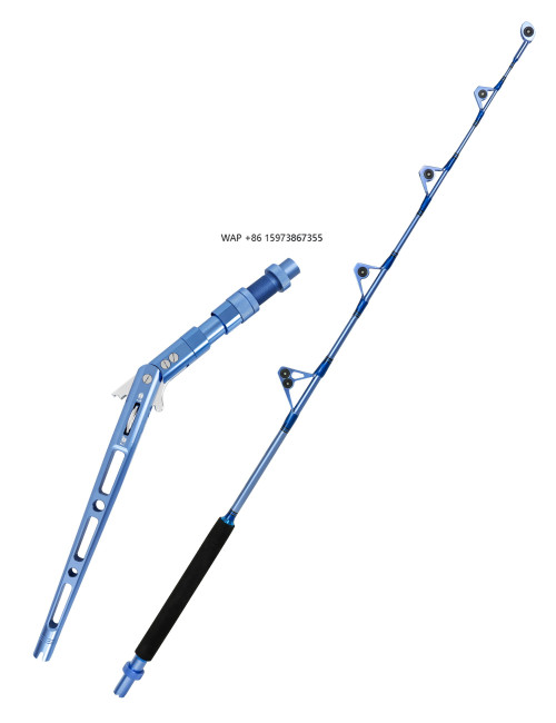 Adjustable offshore fishing rod with curved butt and roller guide for deep sea saltwater fishing