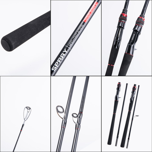Goture Compact 6 Section Travel Fishing Rod Carbon Spinning Baitcasting Rod EVA Handle Salt Fresh Water Portable Fishing Pole
