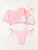Bikini Women Swimsuit 2026 New Pink Halter Bikinis Set Sexy Short Sleeves Letter Swimwear Summer Beach Wear Bathing Suit Female