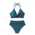 Bikini Set with Pleated Design 2pcs Summer Bikini Set with Padded Halter Bra Pleated High Waist Swimming Trunks Solid for Women