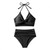 Bikini Set with Pleated Design 2pcs Summer Bikini Set with Padded Halter Bra Pleated High Waist Swimming Trunks Solid for Women
