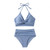 Bikini Set with Pleated Design 2pcs Summer Bikini Set with Padded Halter Bra Pleated High Waist Swimming Trunks Solid for Women