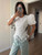 Tossy White Lace Lace-Up Shirts Top Women Short Sleeve Fashion Patchwork Slim Skinny Elegant Top Female Bandage Casual Blouse