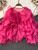 Casual Loose Long Sve round Ne irt Women's Spring Autumn Design Sense Single Button Irregular Hemline Bubble Sve Top