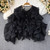 Casual Loose Long Sve round Ne irt Women's Spring Autumn Design Sense Single Button Irregular Hemline Bubble Sve Top