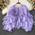 Casual Loose Long Sve round Ne irt Women's Spring Autumn Design Sense Single Button Irregular Hemline Bubble Sve Top
