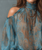Women's Vintage Paisley Print Off Shoulder Shirt Stand Collar Tie Bell Sleeve Chiffon Top