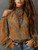 Women's Vintage Paisley Print Off Shoulder Shirt Stand Collar Tie Bell Sleeve Chiffon Top