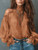Women's Vintage Paisley Print Off Shoulder Shirt Stand Collar Tie Bell Sleeve Chiffon Top