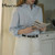 Elegant Original 100% Cotton Blue Shirt Women's Blouses And Shirts Quality Office Lady Long Sleeve Top Vintage Female Clothing
