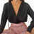 Elegant Satin Women Blouse Sexy V neck Office Ladies Blouses Shirts Casual Solid Long sleeve Spring Summer Female Party Tops 2XL