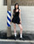CHEERART Y2k Knitted Little Black Short Dresses For Women Summer Patchwork Bodycon Ball Gown Ribbed Mini Dress