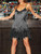 Summer Fashion Elegant Tassel Sequin Dress Women's Sexy Slim Sleeveless V-neck High Waist Suspender Feather Stitching Dresses