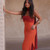 Orange Maxi Dress Twist Front Halter Neck Chiffon Slit 2026 Summer Elegant Bohemian Wedding Guest Party Vacation Women Vestido