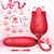 3 In 1 Rose Toy Vibrator For Women Clitoral Stimulator Tongue Licking Thrusting G Spot Dildo Vibrator With 10 Mode Vaginal Anal
