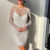 Women Elegant Splicing Solid Versatile Dress Chic O-Neck Sequins Hollow Dress Fashion Suspender Party Temperament Mini Dresses
