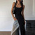 Summer Women Sexy Party Club Evening Bodycon Solid Color Black Long Dress  Clothes Wholesale Items For Business