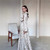 2026 Spring Autumn Casual White Polka Dot Dress Women's Elegant Loose Satin Long Sleeve Midi Dress