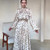 2026 Spring Autumn Casual White Polka Dot Dress Women's Elegant Loose Satin Long Sleeve Midi Dress