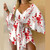 Floral Print V Neck Kimono Sleeve Romper Women Tie Waist Loose Fit Beach Vacation Playsuit Casual Summer Jumpsuit Outfit