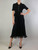 TWOTWINSTYLE Solid Spliced Lace Elegant Long Dresses for Women Lapel Short Sleeves Patchwork Ruffles Basics Dress Female Clothes