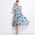 Summer 2025 New  Collar Printed Short Sleeve Dress with Belt High Waist Fairy Skirt Style Cleanfit Neutral Citywalk Dress