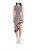 Start New 2022 Asymmetrical Wavy Hem Round Collar Sky Blue black Striped Knit Sleeveless Dress sexy female knitting dress