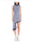 Start New 2022 Asymmetrical Wavy Hem Round Collar Sky Blue black Striped Knit Sleeveless Dress sexy female knitting dress