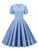 Tonval Sailor Collar Short Sleeve Vintage Style High Waist Swing Dresses Elegant for Women Blue Evening Gowns Pleated Dress