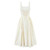 YENKYE Lace Up Bandage Plaid Sling Dress Women Elegant Square Neck Low Waist A-line Midi Summer Dresses Holiday Party Robe 2025