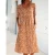 Women Sweet Style Small Flower High Waist Dresses O Neck Pullover Double Side Pockets Dress Elegant Female Commuter Casual Gown