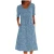 Women Sweet Style Small Flower High Waist Dresses O Neck Pullover Double Side Pockets Dress Elegant Female Commuter Casual Gown