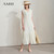 Amii Women's Dress Minimalist Summer New Loose Long Style Sleeveless V-Neck Ruffled Hem Drawstring Raglan Sleeve Dress 12542117