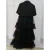 Chic Mesh Splice Ruffles Suits Dress Gauze Patchwork Multi-layers Lotus Skirt Double Breasted Blazer Coat Cardigan Tops Vestidos