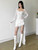 Women Black White Mesh Long Sleeve Ruffle Edge Evening Dress Autumn Fashion Square Neck Slim Sexy Backless Asymmetric Dress Chic