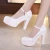 8 10 12cm Small Size 32-43 Shallow Thick Bottom Platform Pumps Women 2025 Block High Heels Shoes for Office Model Wedding Dress