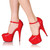 Spring and Autumn New Round Head Red Wedding 15cm Thin Heel Platform High Heels T-stage Model Show Fashion Shallow Mouth Single