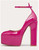 Fashion Thick Sole Pumps Block High Heel Round Toe Ankle Strap Women Dress Shoes Platform Patent Big Size 43