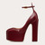 Fashionable Sexy Sapato De Salto Shiny Leather Thick Sole High Chunky Closed Toe Platform Heels