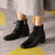 Krazing Pot 2025 Hot Sale Genuine Leather Square Toe Chelsea Boots High Heels Winter Season Lace Up Superstar Ins Ankle Boots