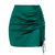 Women's Summer Solid Color Drawstring Pleated Sexy High Waisted Satin Skirt 2025 Femael Bodycon Club Party Wear Skirts