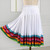 Midi Skirt Ladies Folk Dance Skirt Elastic High Waist Spanish Swing Skirt Rainbow Large Swing Hem Mexican Flamenco Dance Skirts