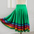Midi Skirt Ladies Folk Dance Skirt Elastic High Waist Spanish Swing Skirt Rainbow Large Swing Hem Mexican Flamenco Dance Skirts