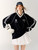 HOUZHOU Vintage Y2k Women Sports T-shirts Oversized V-neck Black Jersey Top Long Sleeve Graphic Tee Coquette Aesthetic Blokecore