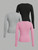 3-piece set of women's long-sleeved shirts, deep V-neck, basic style, warm top, undershirt