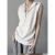 Vintage Stand Neck Zipper T-shirts Sleeveless Tanks Y2k Aesthetic Solid Camisoles Gothic Tank Top Men and Women Harajuku Punk