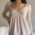 Coquette Vintage Milkmaid Pullovers Tees Cute Y2K Ribbed Babydoll Long Sleeve Top Preppy Frill Trim V Neck T-shirt Fall Clothes