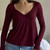 Coquette Vintage Milkmaid Pullovers Tees Cute Y2K Ribbed Babydoll Long Sleeve Top Preppy Frill Trim V Neck T-shirt Fall Clothes